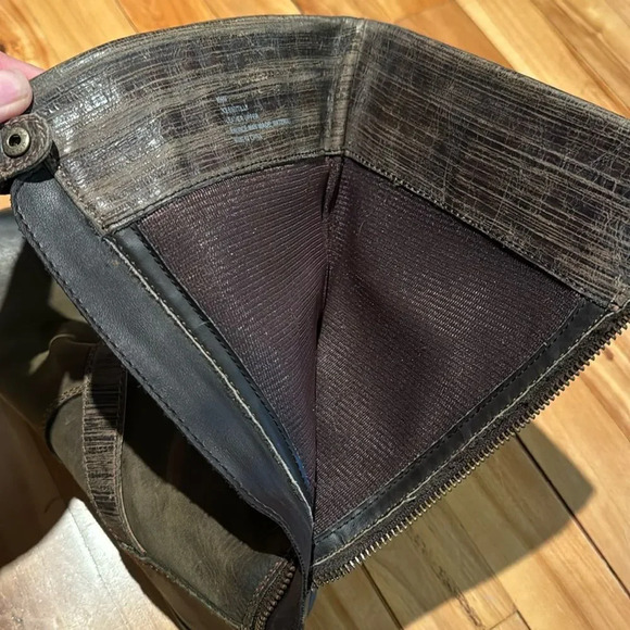 Ruff Hewn Tilly distressed leather avocado full length zipper back cuffed boots - Picture 8 of 8